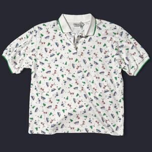 Cabincreek White and Green Vintage Golf Polo Shirt